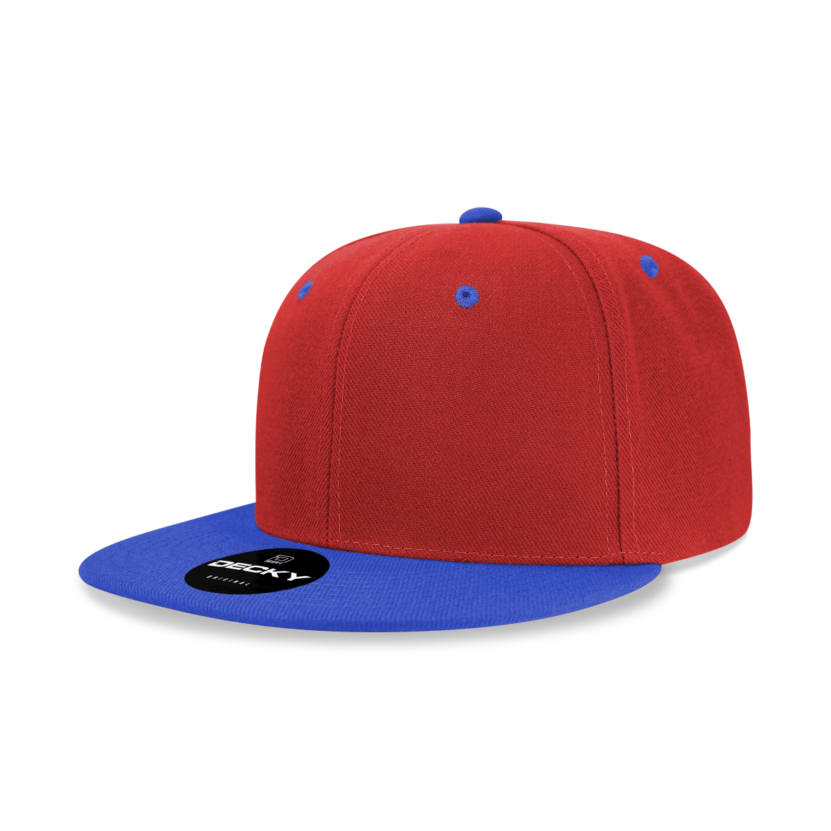 Decky 6 Panel High Profile Structured Acrylic/Polyester Snapback | Decky 6020 Red/Royal Standard