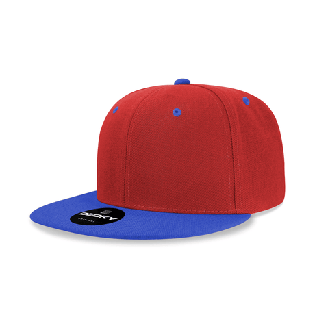 Decky 6 Panel High Profile Structured Acrylic/Polyester Snapback | Decky 6020 Red/Royal Standard