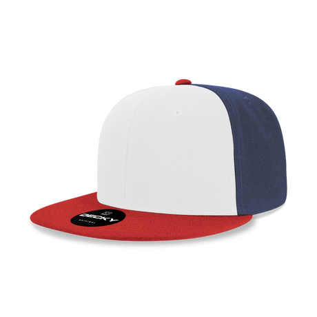 Decky 6 Panel High Profile Structured Acrylic/Polyester Snapback | Decky 6020 Red/White/Navy Standard