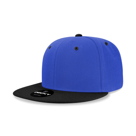 Decky 6 Panel High Profile Structured Acrylic/Polyester Snapback | Decky 6020 Royal/Black Standard