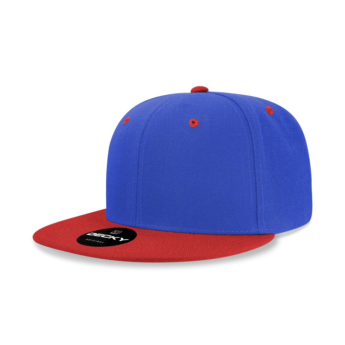 Decky 6 Panel High Profile Structured Acrylic/Polyester Snapback | Decky 6020 Royal/Red Standard