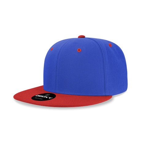Decky 6 Panel High Profile Structured Acrylic/Polyester Snapback | Decky 6020 Royal/Red Standard
