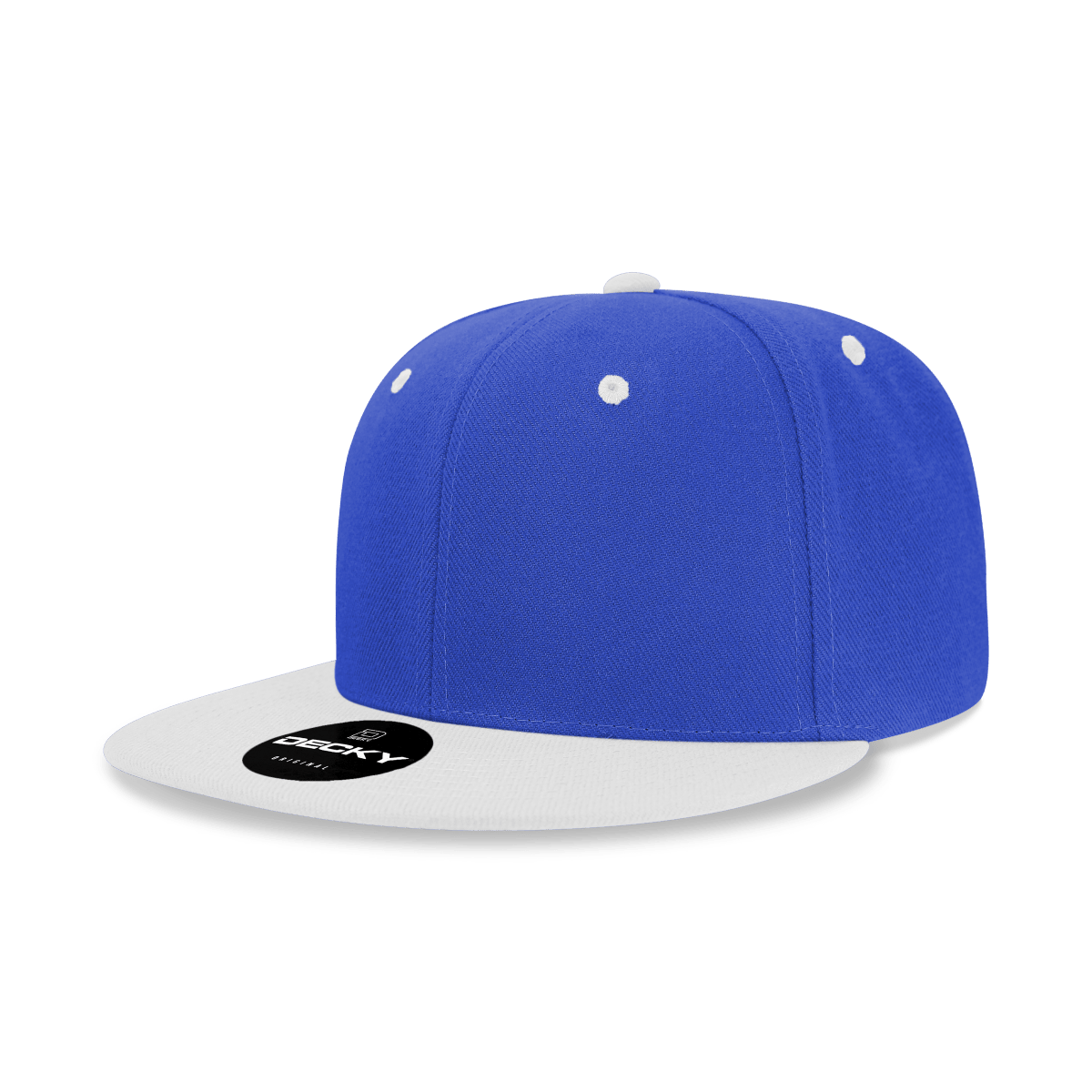 Decky 6 Panel High Profile Structured Acrylic/Polyester Snapback | Decky 6020 Royal/White Standard