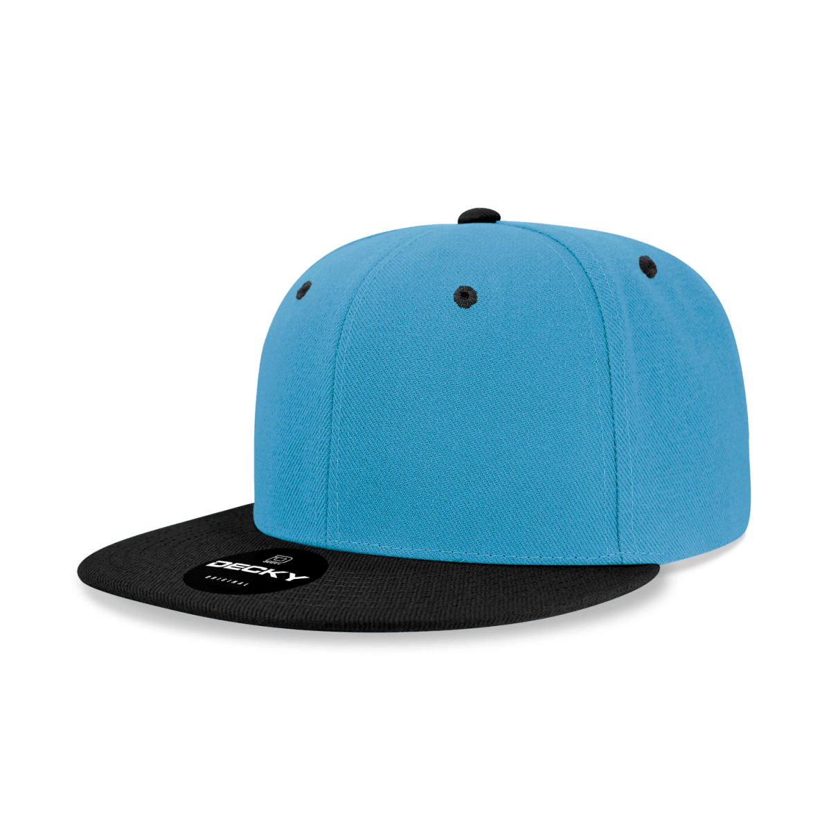 Decky 6 Panel High Profile Structured Acrylic/Polyester Snapback | Decky 6020 Sky/Black Standard