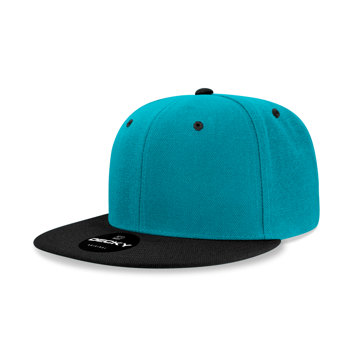 Decky 6 Panel High Profile Structured Acrylic/Polyester Snapback | Decky 6020 Teal/Black Standard