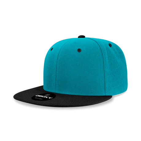 Decky 6 Panel High Profile Structured Acrylic/Polyester Snapback | Decky 6020 Teal/Black Standard