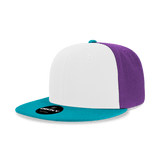 Decky 6 Panel High Profile Structured Acrylic/Polyester Snapback | Decky 6020 Teal/White/Purple Standard