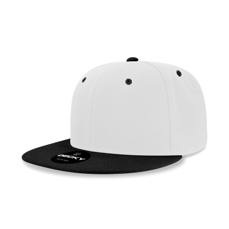 Decky 6 Panel High Profile Structured Acrylic/Polyester Snapback | Decky 6020 White/Black Standard