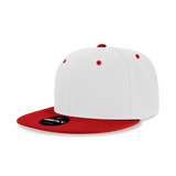 Decky 6 Panel High Profile Structured Acrylic/Polyester Snapback | Decky 6020 White/Cardinal Standard