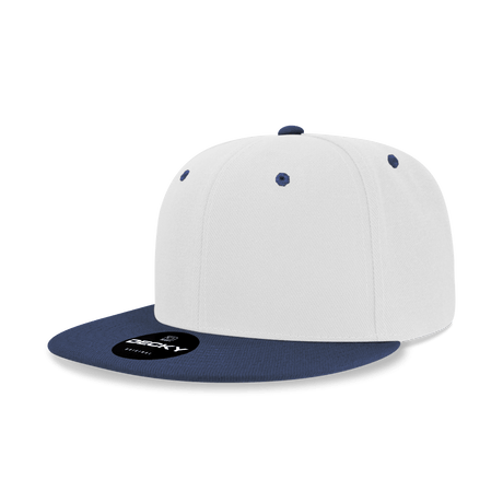 Decky 6 Panel High Profile Structured Acrylic/Polyester Snapback | Decky 6020 White/Navy Standard
