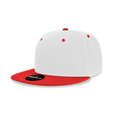 Decky 6 Panel High Profile Structured Acrylic/Polyester Snapback | Decky 6020 White/Red Standard