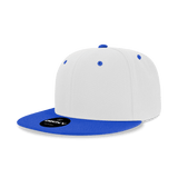 Decky 6 Panel High Profile Structured Acrylic/Polyester Snapback | Decky 6020 White/Royal Standard