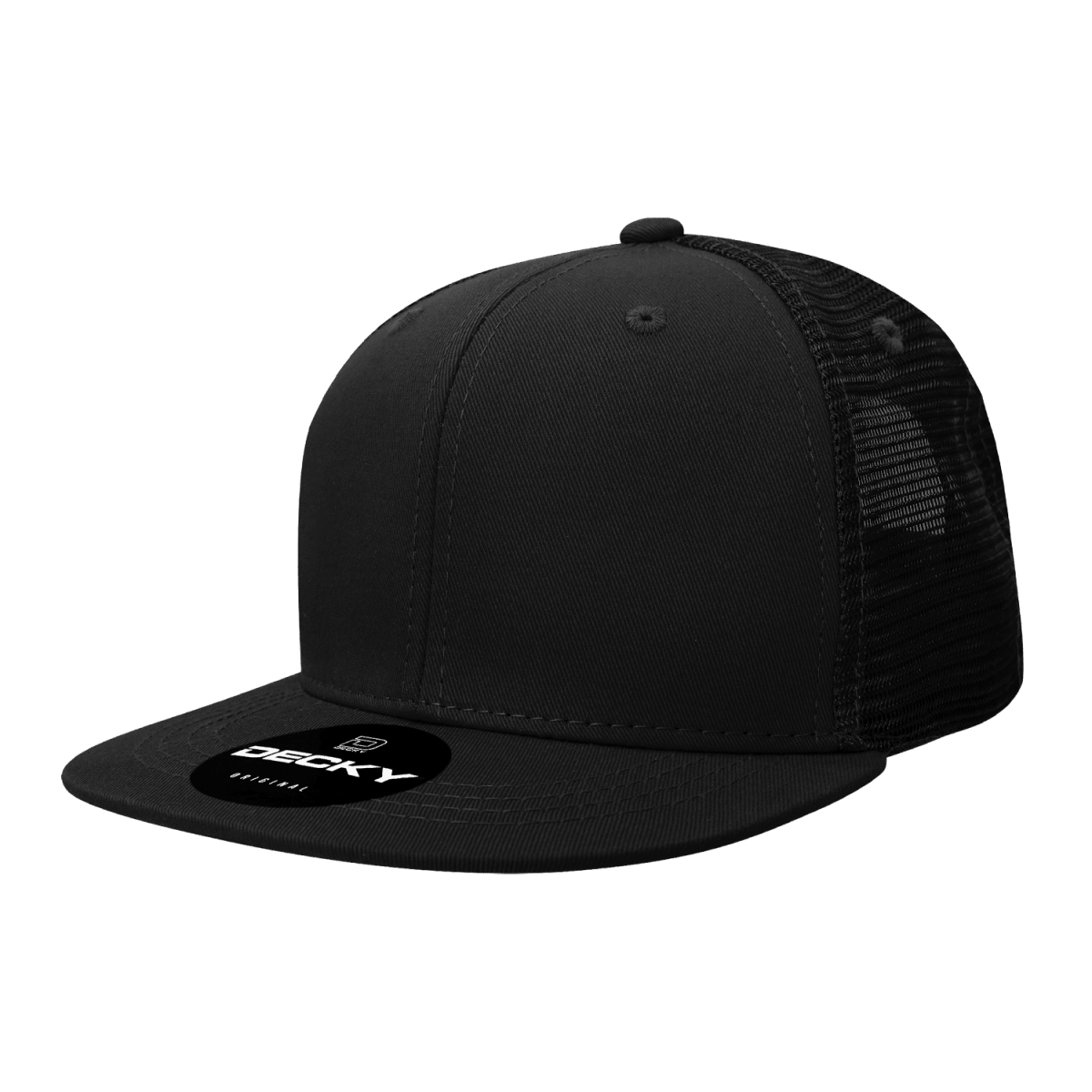 Decky 6 Panel High Profile Structured Acrylic/Polyester Trucker | Decky 1052 Black Standard