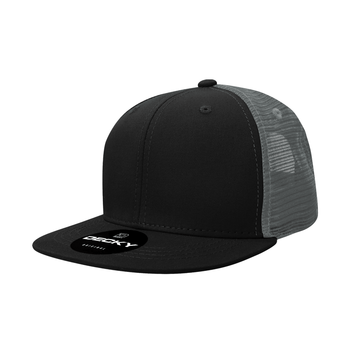 Decky 6 Panel High Profile Structured Acrylic/Polyester Trucker | Decky 1052 Black/Black/Charcoal OSFM
