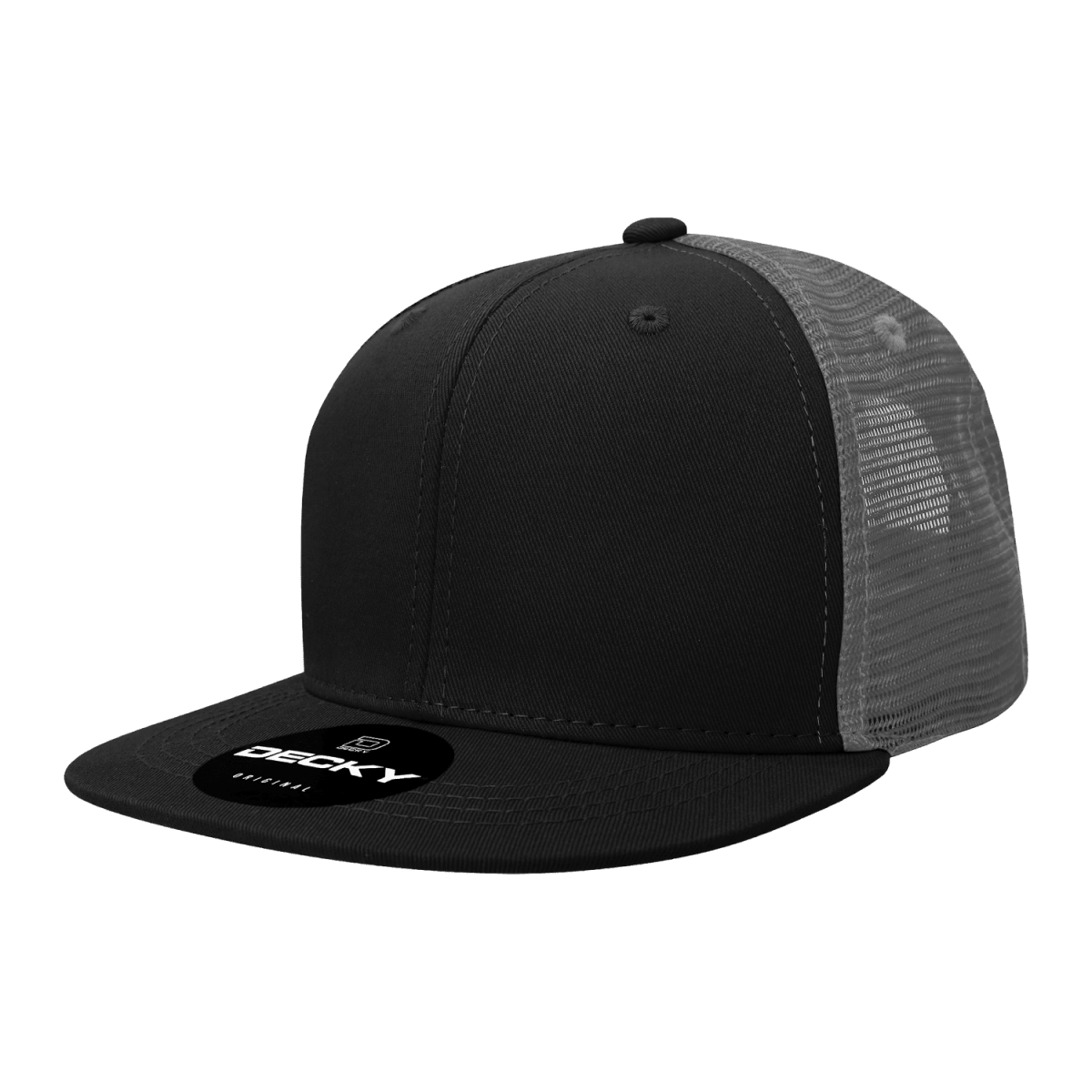 Decky 6 Panel High Profile Structured Acrylic/Polyester Trucker | Decky 1052 Black/Charcoal Standard