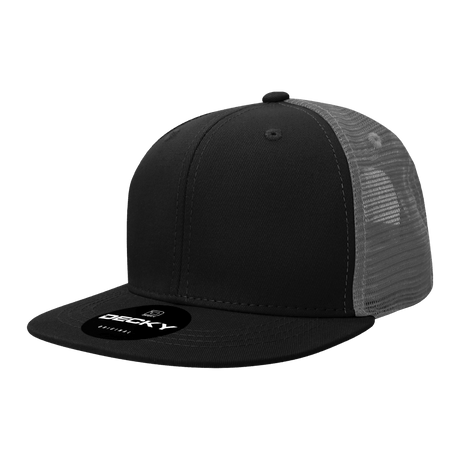 Decky 6 Panel High Profile Structured Acrylic/Polyester Trucker | Decky 1052 Black/Charcoal Standard