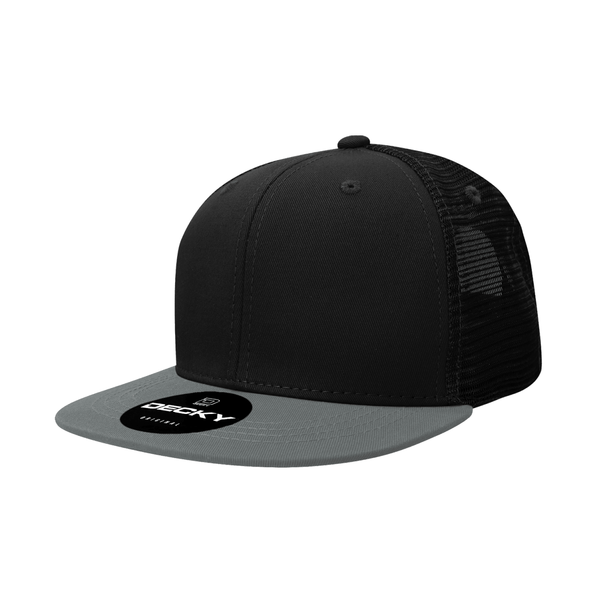 Decky 6 Panel High Profile Structured Acrylic/Polyester Trucker | Decky 1052 Black/DarkGrey OSFM