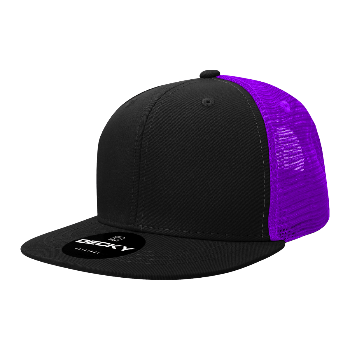 Decky 6 Panel High Profile Structured Acrylic/Polyester Trucker | Decky 1052 Black/Purple Standard