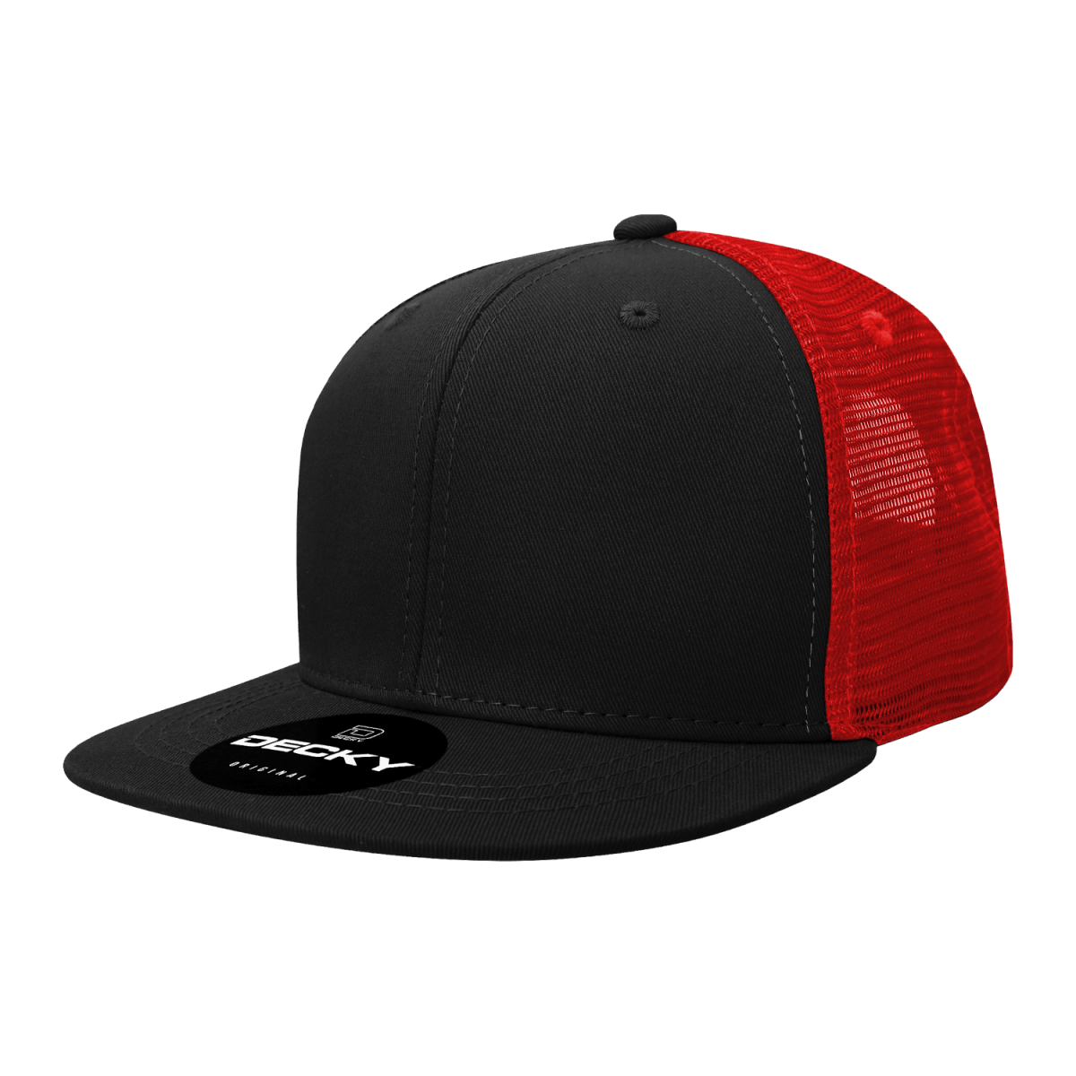 Decky 6 Panel High Profile Structured Acrylic/Polyester Trucker | Decky 1052 Black/Red Standard