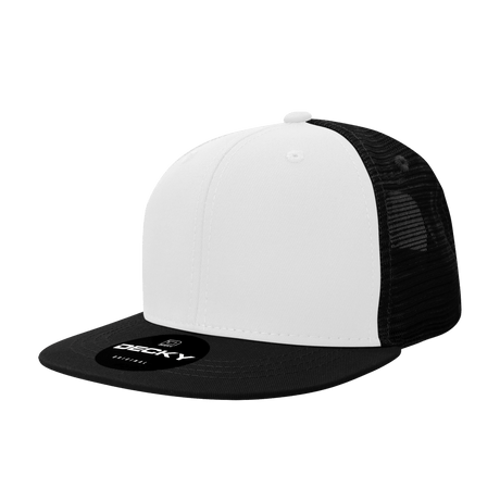 Decky 6 Panel High Profile Structured Acrylic/Polyester Trucker | Decky 1052 Black/White/Black Standard