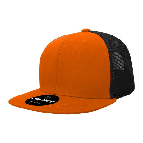 Decky 6 Panel High Profile Structured Acrylic/Polyester Trucker | Decky 1052 Orange/Black Standard
