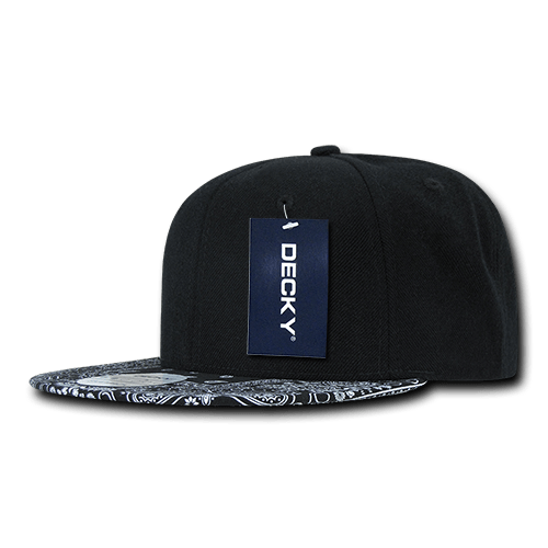Decky 6 Panel High Profile Structured Bandanna Bill Snapback | Decky 1093 Black/Black OSFM