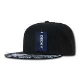 Decky 6 Panel High Profile Structured Bandanna Bill Snapback | Decky 1093 Black/Black OSFM