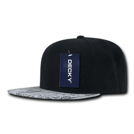 Decky 6 Panel High Profile Structured Bandanna Bill Snapback | Decky 1093 Black/Grey OSFM