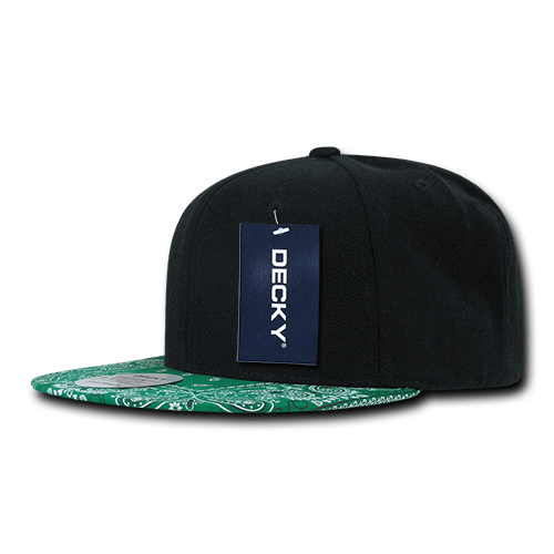 Decky 6 Panel High Profile Structured Bandanna Bill Snapback | Decky 1093 Black/Kelly OSFM