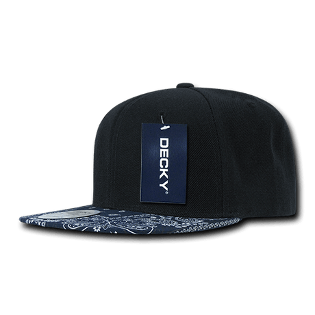 Decky 6 Panel High Profile Structured Bandanna Bill Snapback | Decky 1093 Black/Navy OSFM