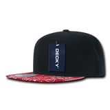 Decky 6 Panel High Profile Structured Bandanna Bill Snapback | Decky 1093 Black/Red OSFM