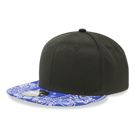 Decky 6 Panel High Profile Structured Bandanna Bill Snapback | Decky 1093 Black/Royal OSFM