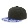 Decky 6 Panel High Profile Structured Bandanna Bill Snapback | Decky 1093 Black/Royal OSFM