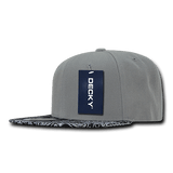 Decky 6 Panel High Profile Structured Bandanna Bill Snapback | Decky 1093 Grey/Black OSFM