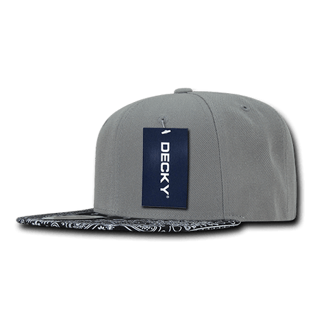 Decky 6 Panel High Profile Structured Bandanna Bill Snapback | Decky 1093 Grey/Black OSFM
