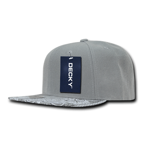 Decky 6 Panel High Profile Structured Bandanna Bill Snapback | Decky 1093 Grey/Grey OSFM