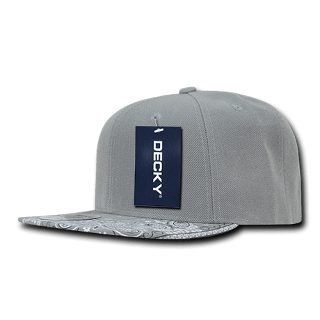 Decky 6 Panel High Profile Structured Bandanna Bill Snapback | Decky 1093 Grey/Grey OSFM