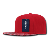 Decky 6 Panel High Profile Structured Bandanna Bill Snapback | Decky 1093 Red/Red OSFM