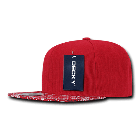 Decky 6 Panel High Profile Structured Bandanna Bill Snapback | Decky 1093 Red/Red OSFM