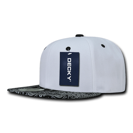Decky 6 Panel High Profile Structured Bandanna Bill Snapback | Decky 1093 White/Black OSFM