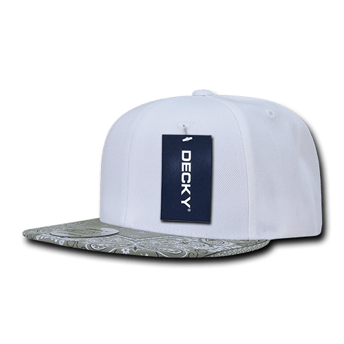Decky 6 Panel High Profile Structured Bandanna Bill Snapback | Decky 1093 White/Grey OSFM