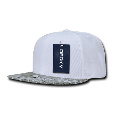 Decky 6 Panel High Profile Structured Bandanna Bill Snapback | Decky 1093 White/Grey OSFM