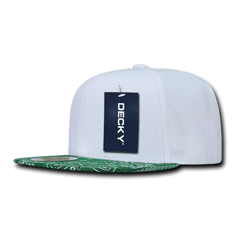 Decky 6 Panel High Profile Structured Bandanna Bill Snapback | Decky 1093 White/Kelly OSFM
