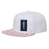 Decky 6 Panel High Profile Structured Bandanna Bill Snapback | Decky 1093 White/Pink OSFM
