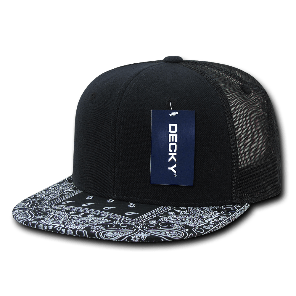 Decky 6 Panel High Profile Structured Bandanna Bill Trucker | Decky 1083 Black/Black OSFM