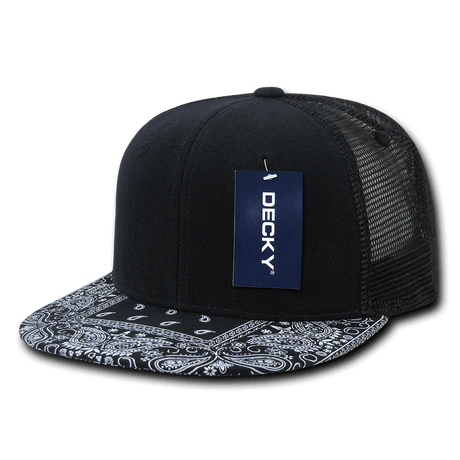 Decky 6 Panel High Profile Structured Bandanna Bill Trucker | Decky 1083 Black/Black OSFM