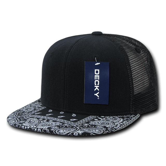 Decky 6 Panel High Profile Structured Bandanna Bill Trucker | Decky 1083 Black/Black OSFM
