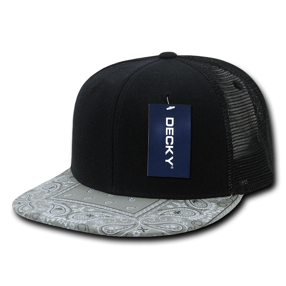 Decky 6 Panel High Profile Structured Bandanna Bill Trucker | Decky 1083 Black/Grey OSFM