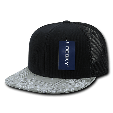 Decky 6 Panel High Profile Structured Bandanna Bill Trucker | Decky 1083 Black/Grey OSFM