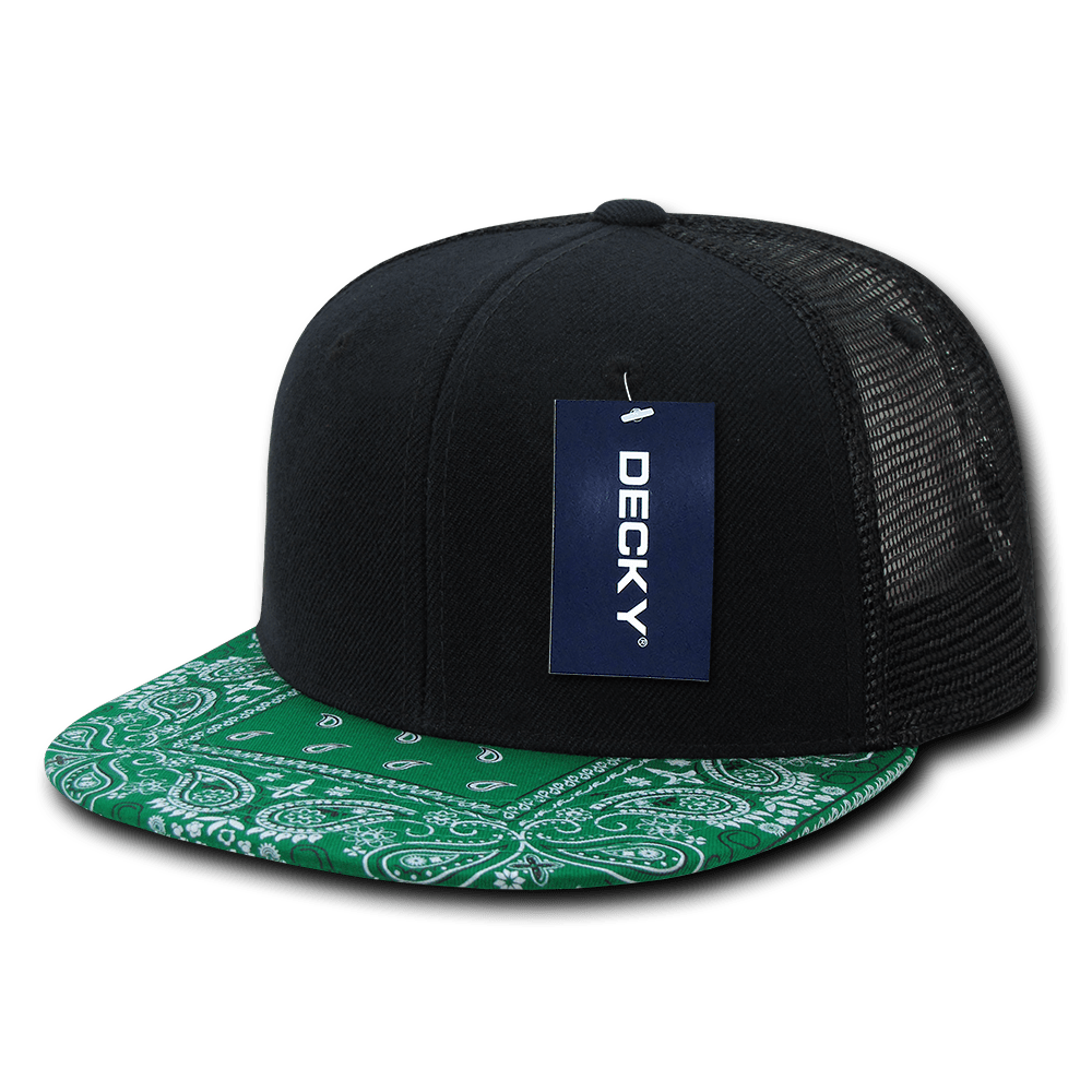 Decky 6 Panel High Profile Structured Bandanna Bill Trucker | Decky 1083 Black/Kelly OSFM